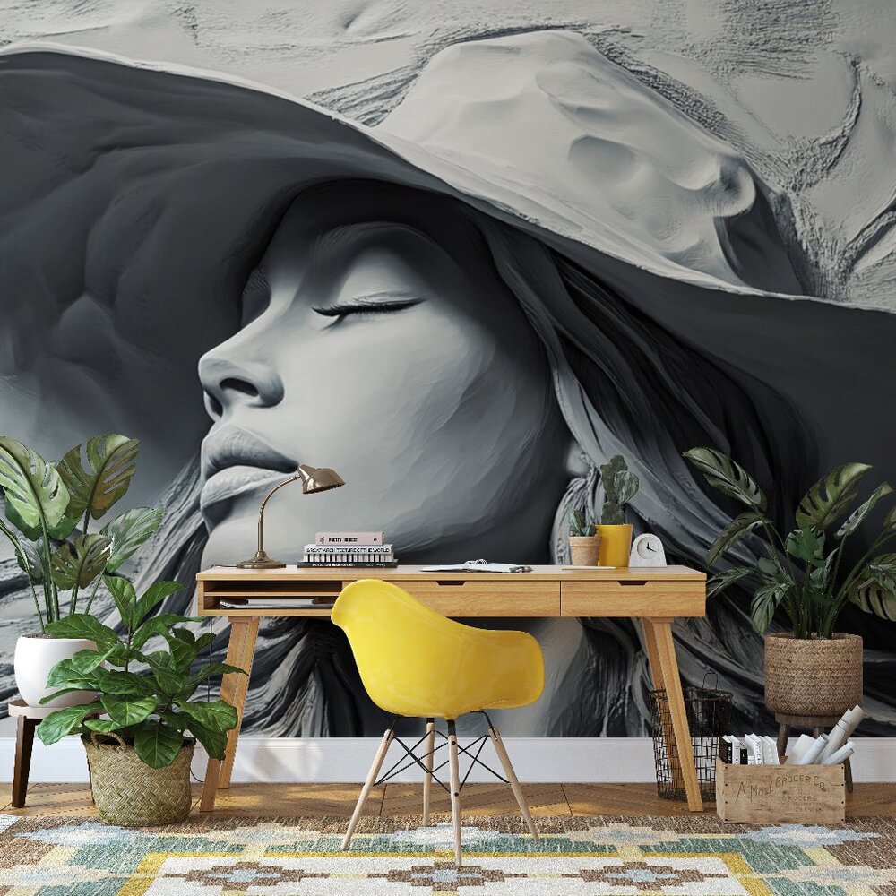 Lady In A Hat 3D Wallpaper